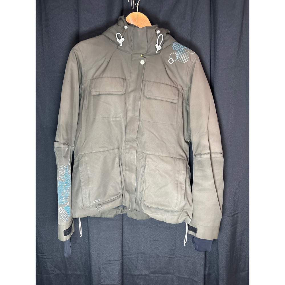 Lole Womens Olive Green Hooded Ski Jacket Waterproof Breathable Size L 10-12